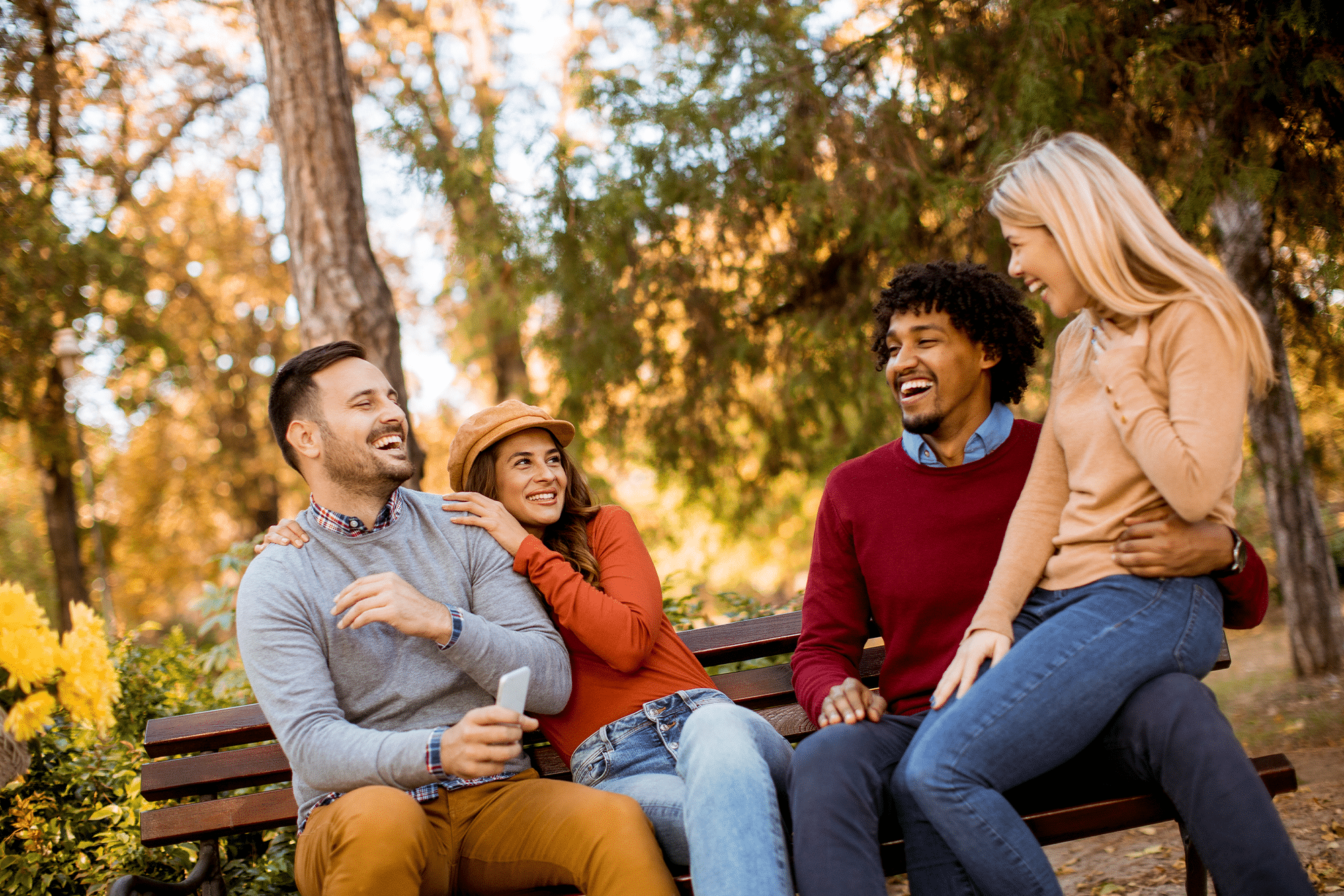 Group of friends in a park near Somerset at Deerfield.